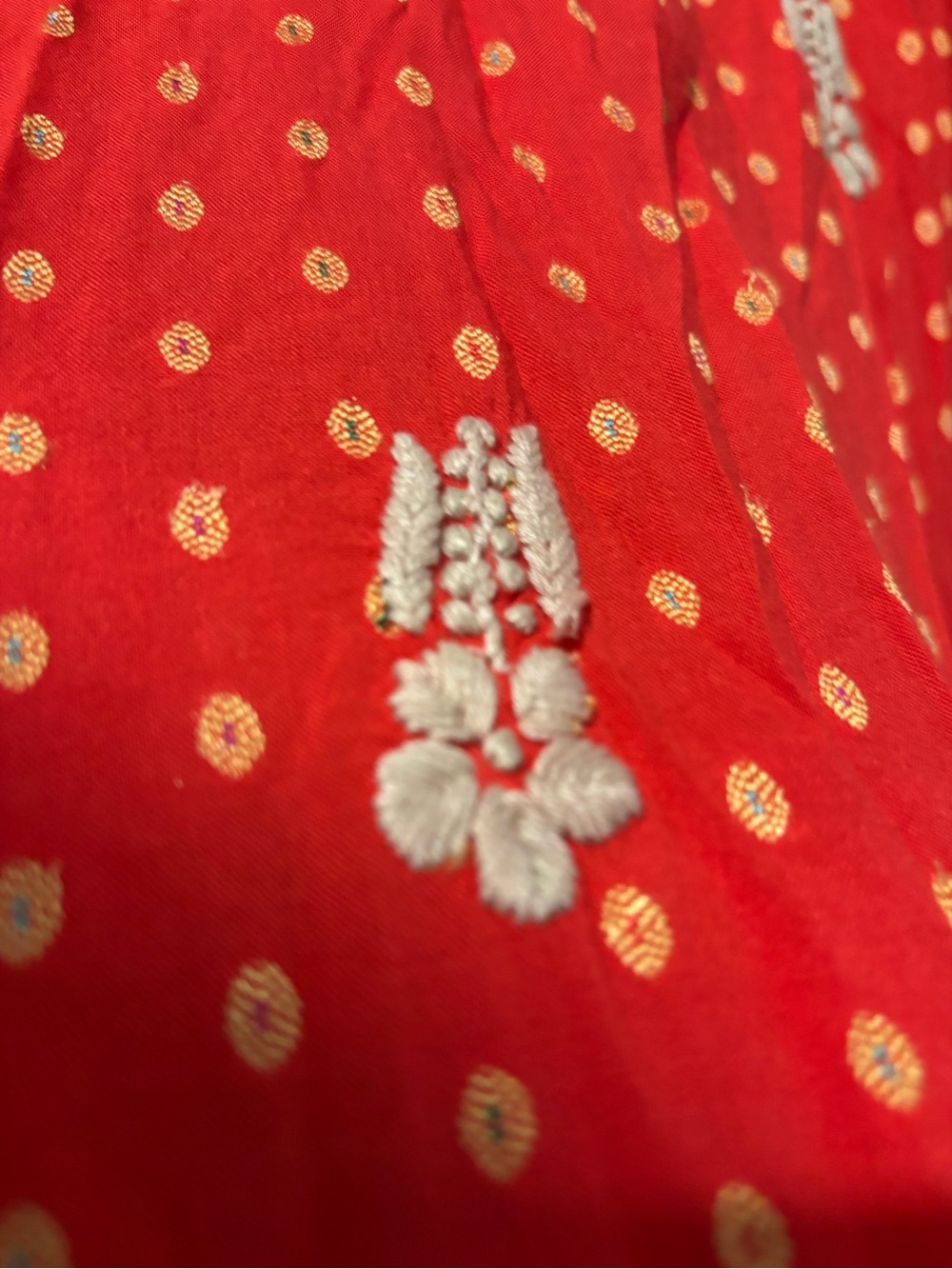 Johnny Was Type Red Tunic Top with Cream Floral Embroidery - Picture 11 of 11